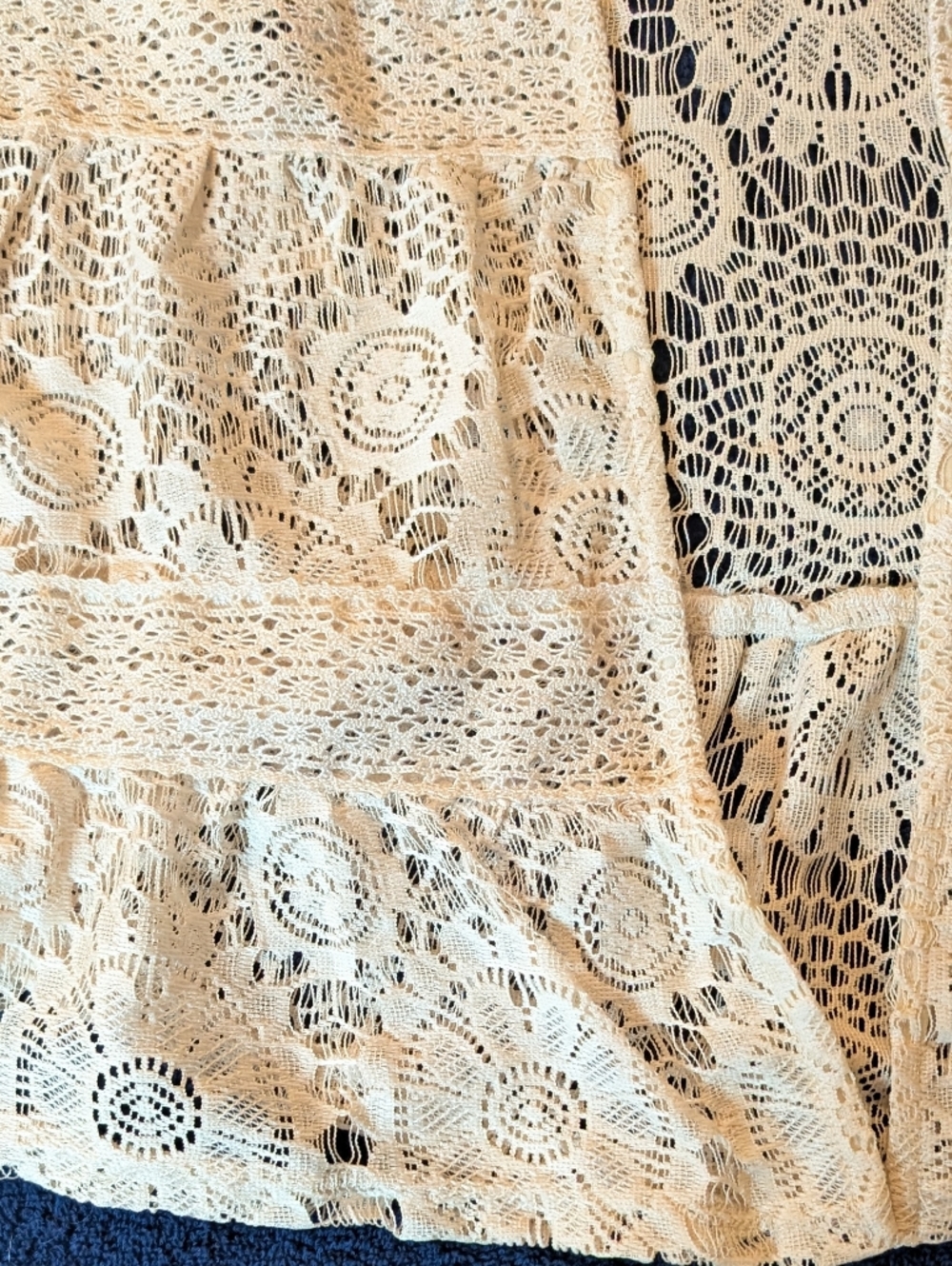 Cream Crochet Lace open Vest Cardigan Boho Festival Cottagecore coquette - Picture 2 of 7